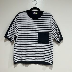 MSGM Striped Short Sleeve Tee with Chest pocket